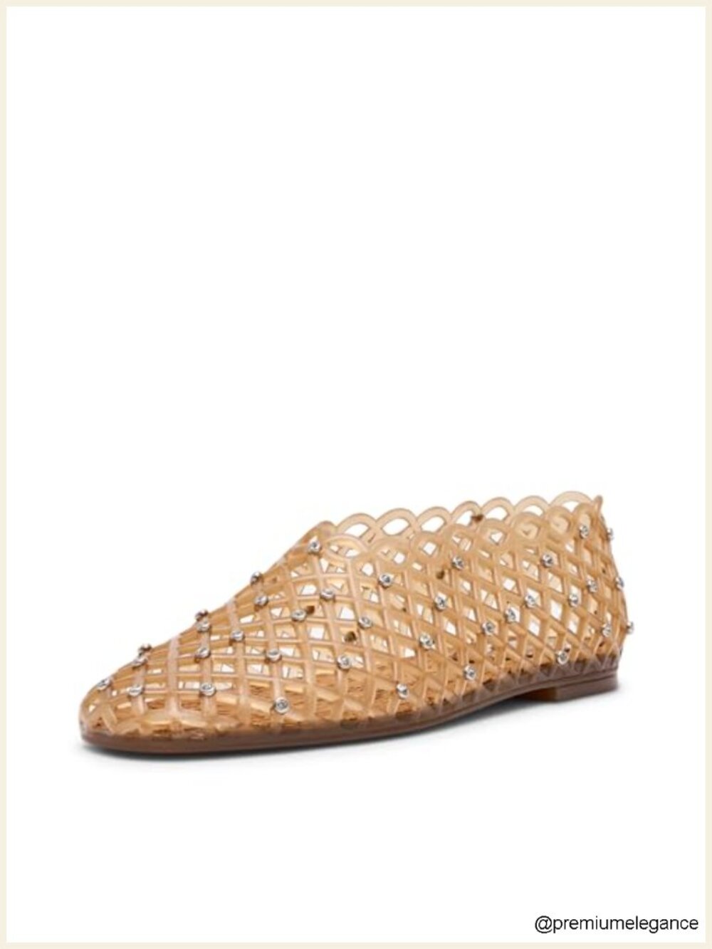 Women's Square Toe Jelly Cage Ballet Flats, PU Leather, Slip-On
